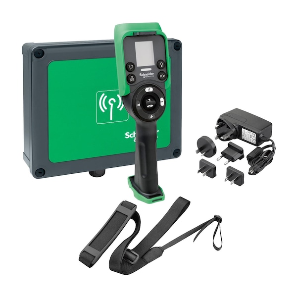 Sistema Schneider Electric con cargador, Harmony eXLhoist, estándar, cinturón de hombro, cable USB/RJ45 y software de configuración - XARSK8D18W.