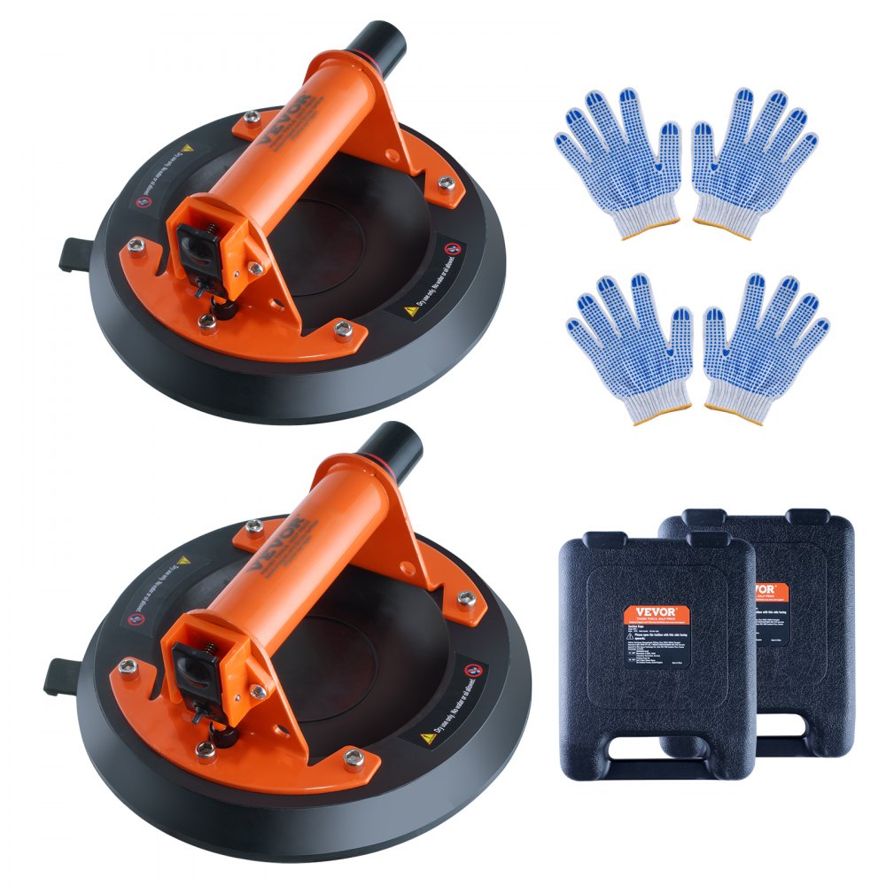 VEVOR Glass Suction Cup, 8" 2 Pack 615 lbs Load Capacity, Vacuum Suction Cup with ABS Handle and Carry Box, Heavy Duty Industrial Suction Cup Lifter Tool for Glass, Granite, Tile, Metal, Wood Lifting - YXZKXPSL2J8YLA7CMV0