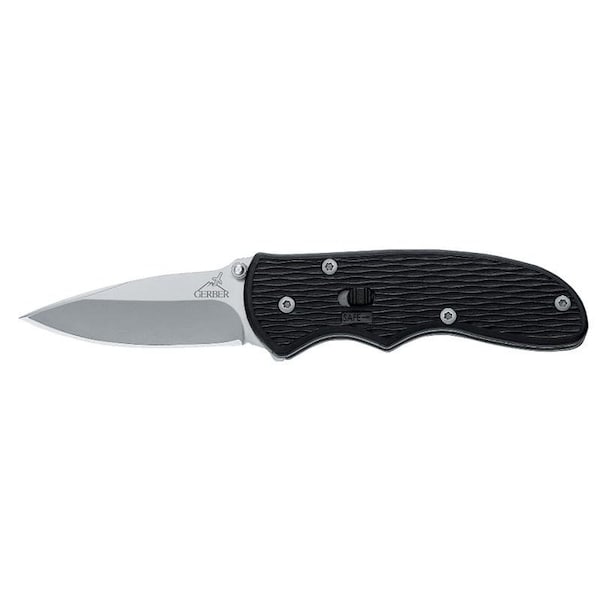 Gerber Folding Knife, 21 in L Blade, HCS Blade, 1Blade, Textured Handle, Black Handle - 22-41526