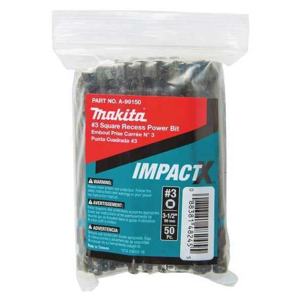 Makita SQ3, Square, Power Bit, 3-1/2", PK50 - A-99150