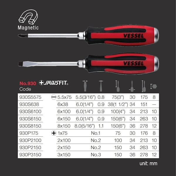 Vessel MEGADORA Tang-Thru Screwdriver No.930 +2 - 930P2150