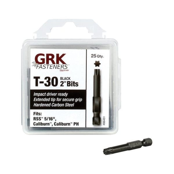 Grk Fasteners GRK Fasteners 2824753 T-30 x 2 in. Star Carbon Steel 0.25 in. Hex Shank Impact Power Bit - 25 Piece - 2824753
