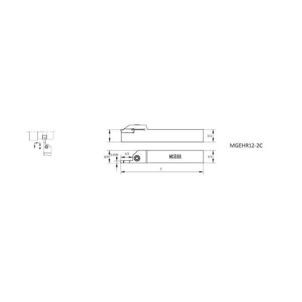 Hhip 3/4 X 3/4 X 5" Right Hand MGEHR12-2C External Grooving Tool Holder - 2207-0750