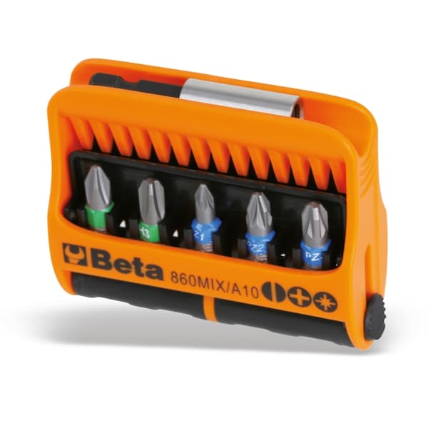 Beta 860MIX/A10 Set of 10 Bits with Magnetic Bit Holder in Plastic Case - 008600900