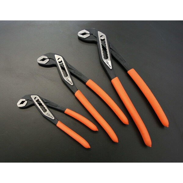 Beta 1048N/D3 Set of 3 Slip Joint, Groove Joint Pliers, Slip-proof PVC Handles, 6in, 10in, and 12in - 010480923