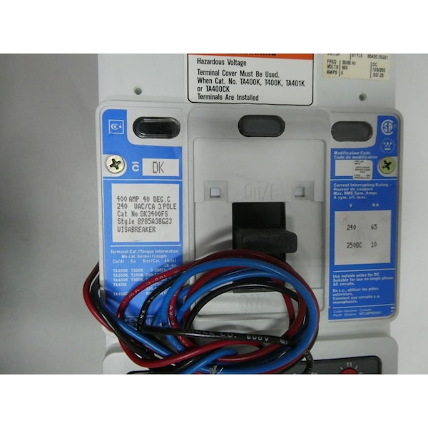 Eaton Cutler-Hammer Molded Case Circuit Breaker, DK Series, 400A, 240V AC - DK3400FS