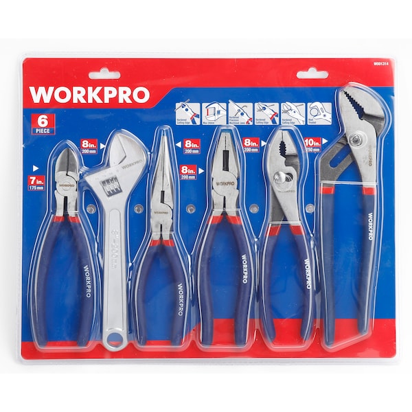 Prime-Line WORKPRO W001314 6 Piece Tool Set, 7in., 8in. and 10in. Tools, Drop Forged Carb Single Pack - W001314