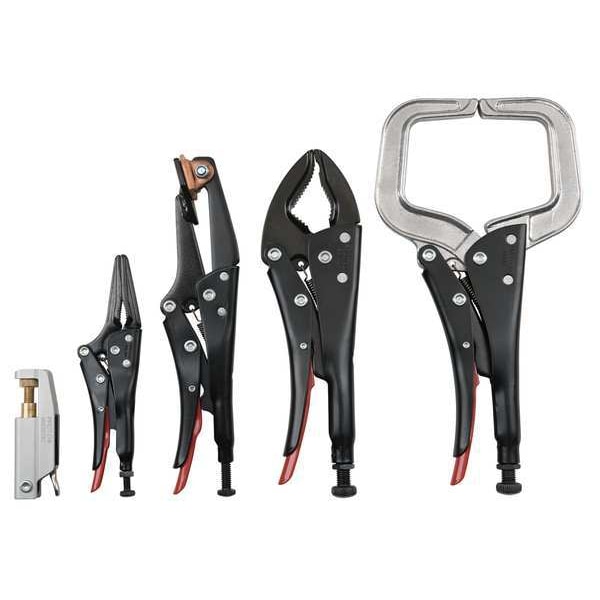 Proto 5 Piece Locking Plier and C-Clamp Set Plain Grip Handle - JWK5XL