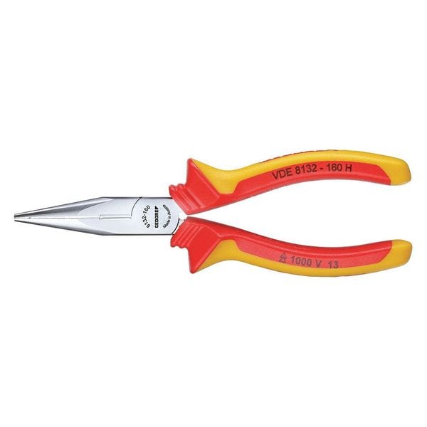 Gedore Insulated, Needle Nose Pliers, 6-1/4" - VDE 8132-160 H