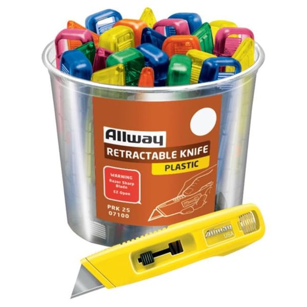 Allway Allway 2524106 6 in. Assorted Color Utility Knife; 25 per Pack - Pack of 25 - 2524106