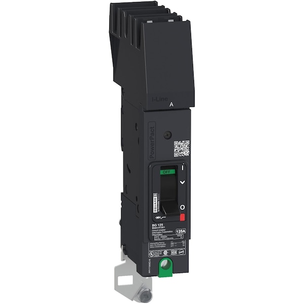 Schneider Electric Molded Case Circuit Breaker, BDA Series, 30A, 1 Pole, 277/480V AC, 25kA at 240V AC, B Curve - BDA140305