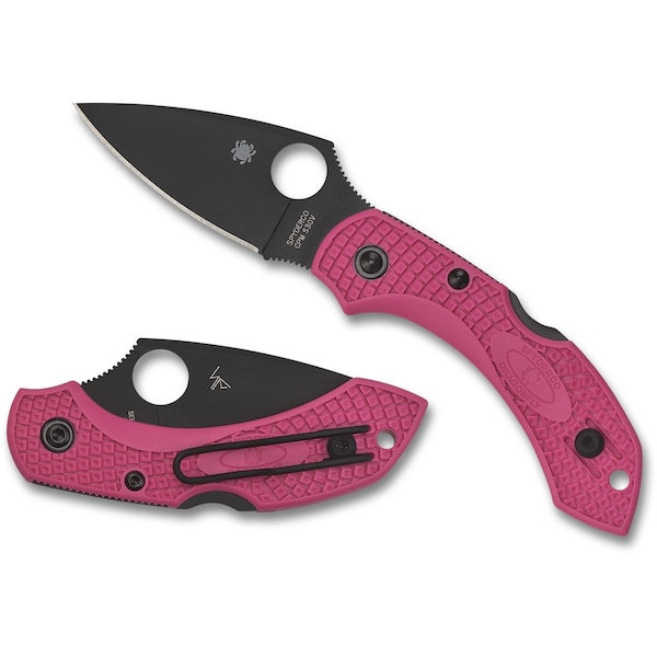 Spyderco 2024 Spyderco Dragonfly 2, Lightweight Pink, Plain Black Blade, Reveal 7 - SPY-C28FPPNS30VBK2