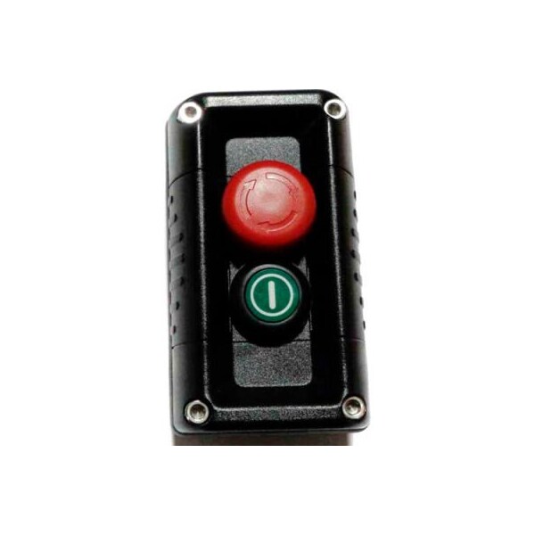 Springer Controls Co T.E.R., Estación de control montada en pared VICTOR, Negra, 2 hoyos, Paro de emergencia + Inicio - F71FB11000000001