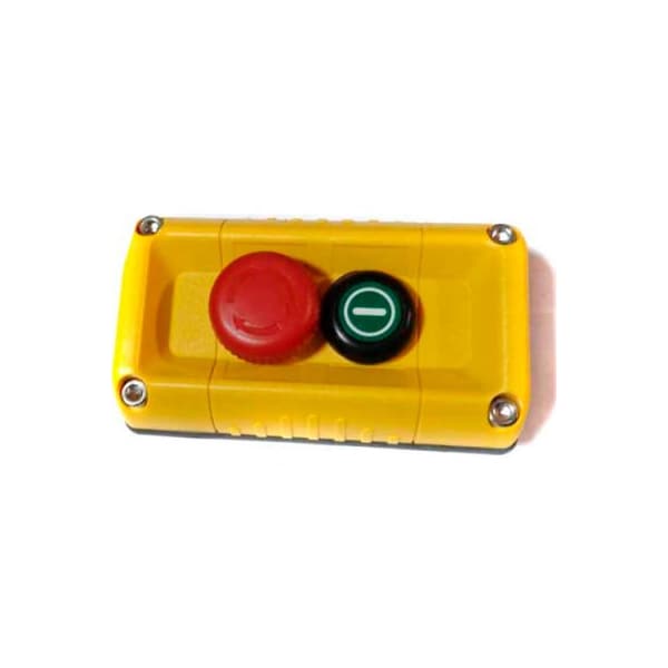 Controles de Pared VICTOR de Springer Controls Co T.E.R., F71FY11000000001, Estación de Control para Montaje en Pared, Amarilla, 2 Orificios, Paro de Emergencia + Encendido - F71FY11000000001.
