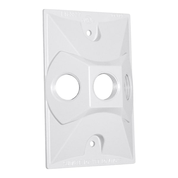 Sigma Electric Electrical Box Cover, 1 Gang, Rectangular, Metal Die-Cast, Cluster, Lampholder Cover - 14373WH