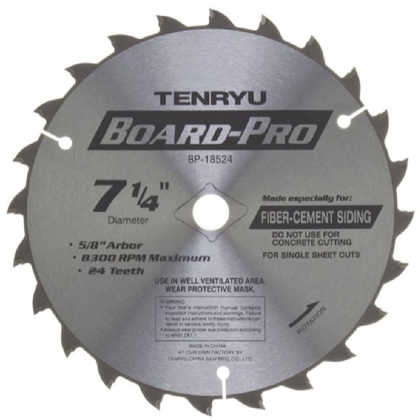 Tenryu 7-1/4in Board-Pro Blade Fiber-Cement Siding 24 Teeth - BP-18524