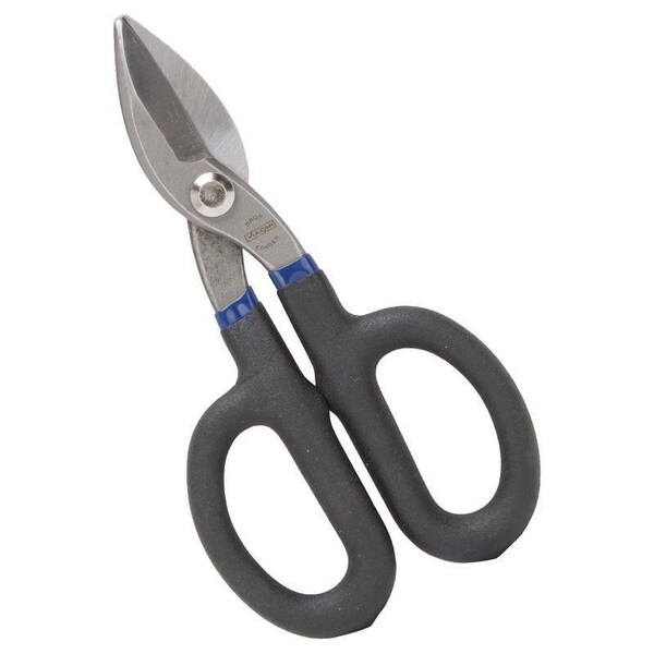 Vulcan Snip, 7 in OAL, 2 in L Cut, Straight Cut, Carbon Steel Blade, Non-Slip Grip Handle, Black/Blue Handle - TS-01407
