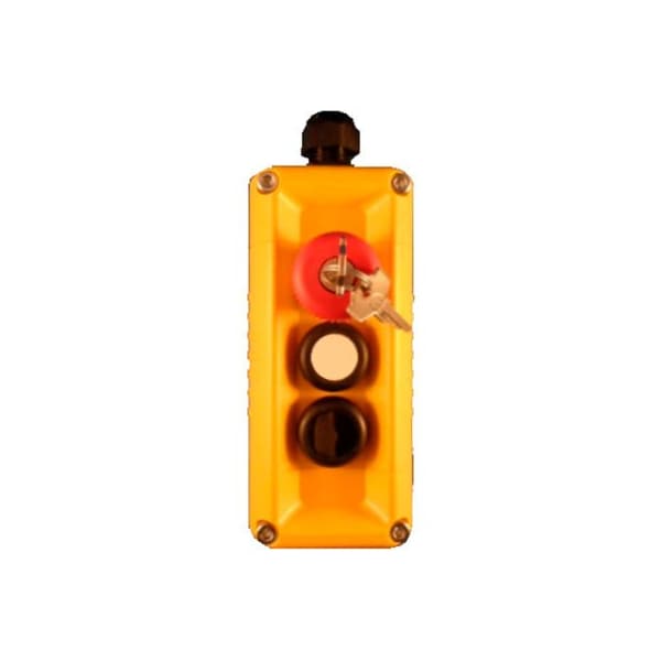 Springer Controls Co T.E.R., F71GY10020000002 Estación de Control de Montaje en Pared VICTOR, Amarillo, 3 Orificios, Paro de Llave + 2 Función - F71GY10020000002