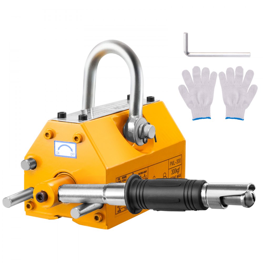 VEVOR Magnetic Lifter, 660 lbs/300 kg Pulling Capacity, 2.5 Safety Factor, Neodymium & Steel, Lifting Magnet with Release, Permanent Lift Magnets, Heavy Duty Magnet for Hoist, Shop Crane, Block, Board - YCXPU300KGN423Z5HV0