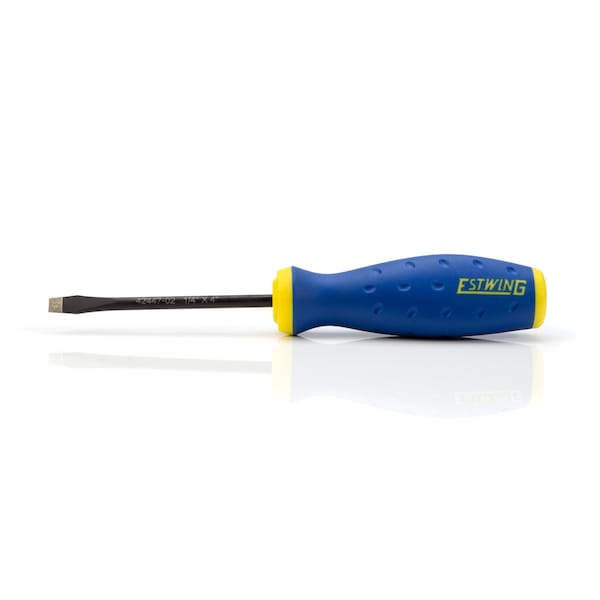 Estwing 1/4" x 6" Slotted Magnetic Diamond Tip Screwdriver with Ergonomic Handle - 42447-02
