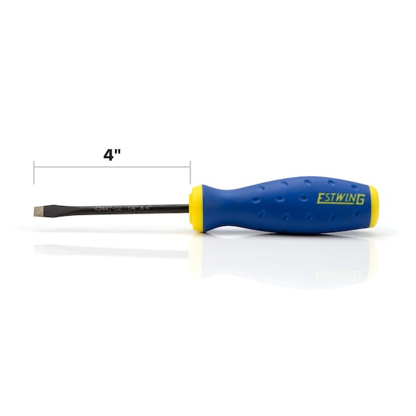 Estwing 1/4" x 6" Slotted Magnetic Diamond Tip Screwdriver with Ergonomic Handle - 42447-02