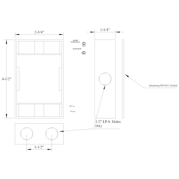 Mulberry Extension, 1 Gang, Aluminum, Outlet Box Type - 30295