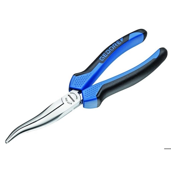 Gedore Mechanics Pliers, 8", 30 Deg, Features: Flat-Round Tapered Jaws, Cross-Hatched Gripping Surfaces - 8137-200 JC