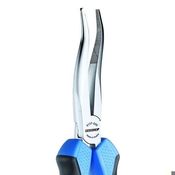 Gedore Mechanics Pliers, 8", 30 Deg, Features: Flat-Round Tapered Jaws, Cross-Hatched Gripping Surfaces - 8137-200 JC