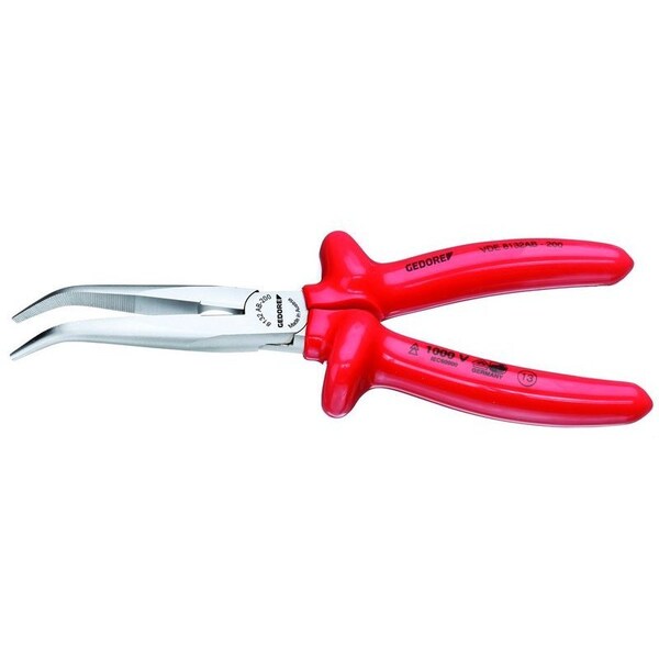 Gedore Ins Bent, Needle Nose Pliers, 8", Overall Length: 200mm - VDE 8132 AB-200