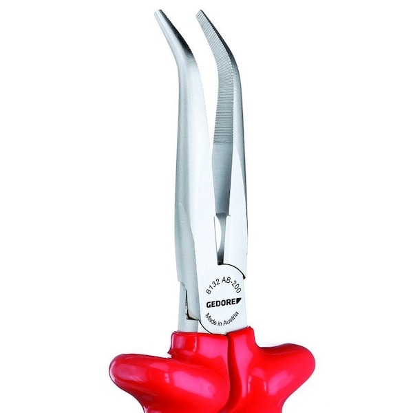 Gedore Ins Bent, Needle Nose Pliers, 8", Overall Length: 200mm - VDE 8132 AB-200