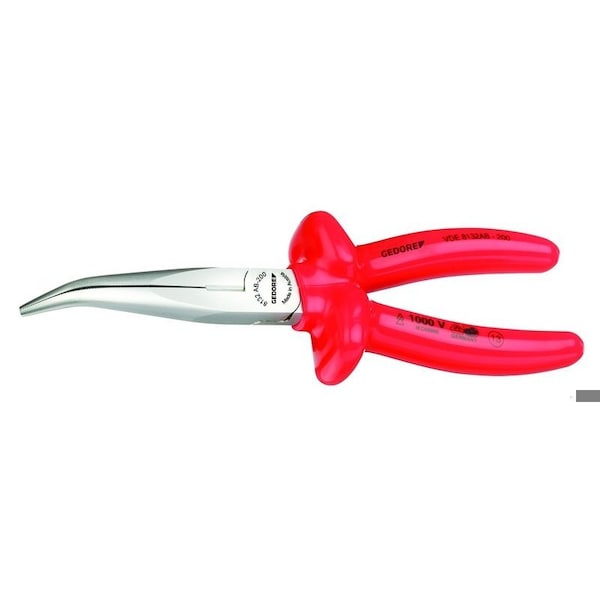 Gedore Ins Bent, Needle Nose Pliers, 8", Overall Length: 200mm - VDE 8132 AB-200