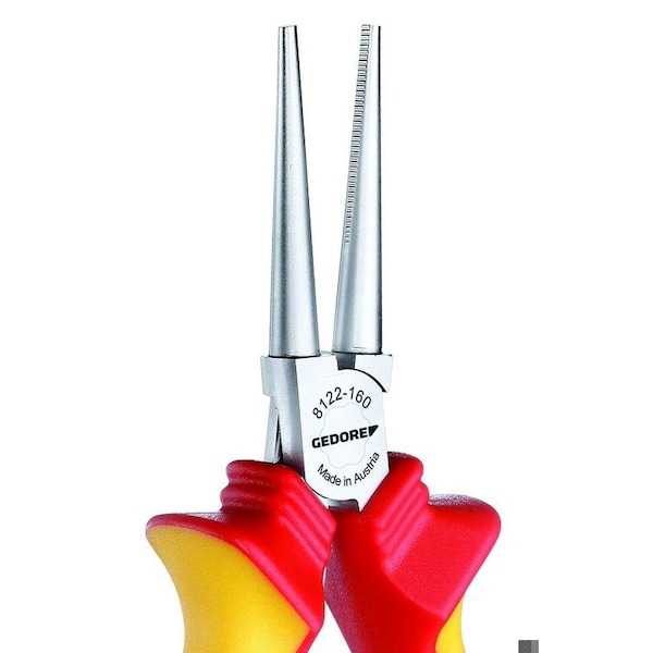 Gedore Insulated Round Nose Pliers, 6-1/4", Overall Length: 160mm - VDE 8122-160 H
