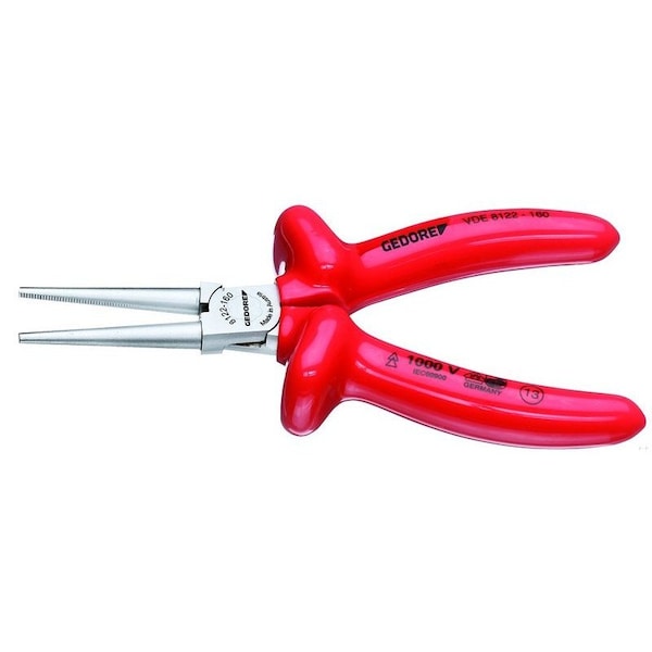 Gedore Insulated Round Nose Pliers, 6-1/4", Handle Type: VDE Dipped Insulation - VDE 8122-160
