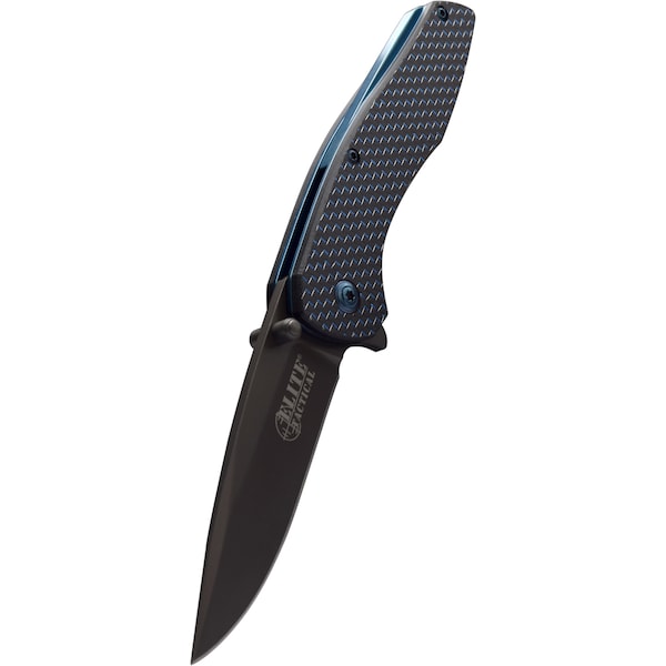 Master Cutlery 2018 Master Fldr, 3.25In Gry Ti Bld, Blu Cf Hndl, W/ Pc - MAS-ET-1014