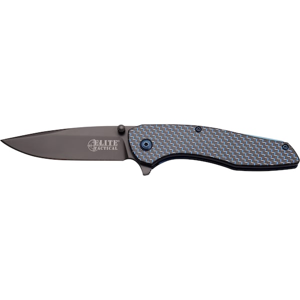 Master Cutlery 2018 Master Fldr, 3.25In Gry Ti Bld, Blu Cf Hndl, W/ Pc - MAS-ET-1014