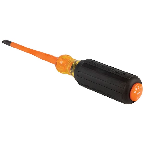 Klein Tools Slim-Tip Insulated Screwdriver, 1/4-Inch Cabinet, 4-Inch Round Shank - 6924INS