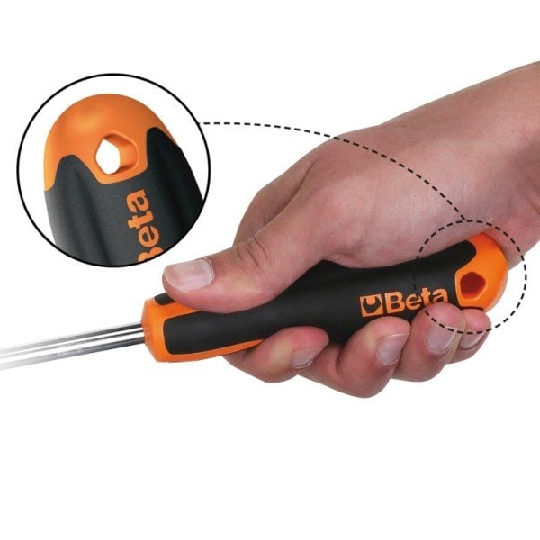 Beta 1201E Evox Slotted Screwdriver, Chrome-plated, 8mm Black Tip, OAL 150mm - 012011057