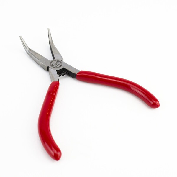 Excel Blades Bent Nose Pliers Spring Loaded Carbon Steel 5" Serrated Jaw Pliers 6pk - 55590