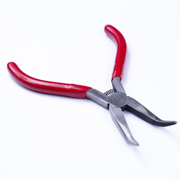 Excel Blades Bent Nose Pliers Spring Loaded Carbon Steel 5" Serrated Jaw Pliers 6pk - 55590