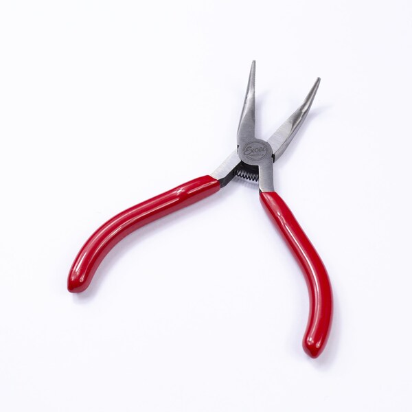 Excel Blades Bent Nose Pliers Spring Loaded Carbon Steel 5" Serrated Jaw Pliers 6pk - 55590