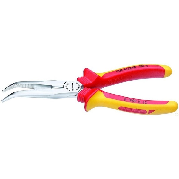 Gedore Ins Bent, Needle Nose Pliers, 8", Number of Pieces: 1 - VDE 8132 AB-200 H
