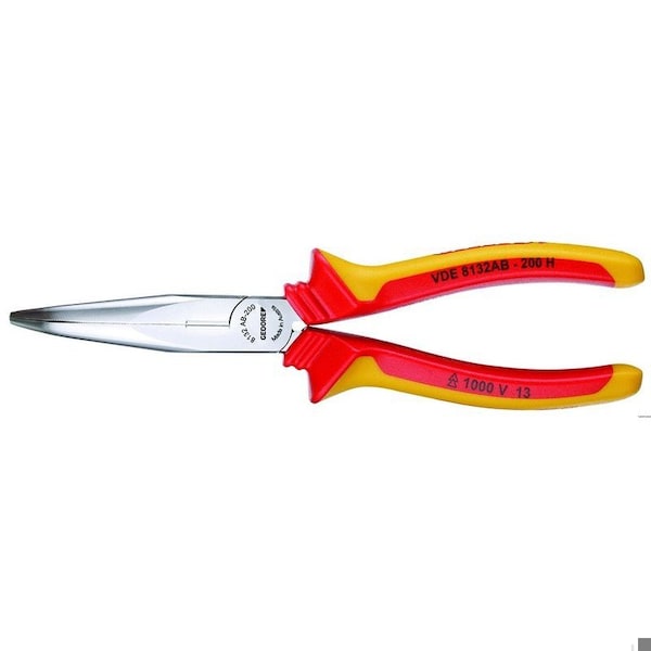 Gedore Ins Bent, Needle Nose Pliers, 8", Number of Pieces: 1 - VDE 8132 AB-200 H