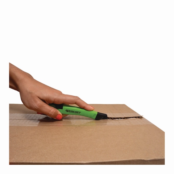 Westcott Safety Ceramic Blade Box Cutter, 0.5 in. Blade, 5.7 in. Plastic Handle, Green - 17969