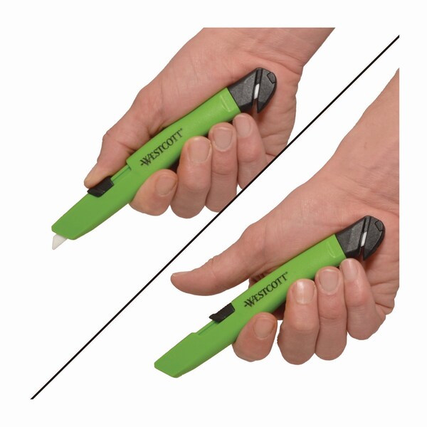 Westcott Safety Ceramic Blade Box Cutter, 0.5 in. Blade, 5.7 in. Plastic Handle, Green - 17969