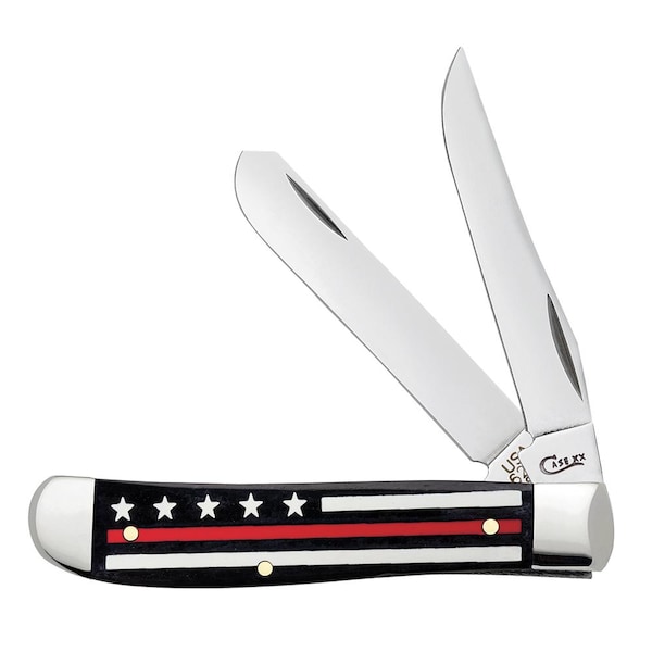 Case Cutlery 2023 Case Stripes Of Service Smooth Black Bone W/Color Inlays Red Line Mini Trapper 6207 Ss - CAS-07311