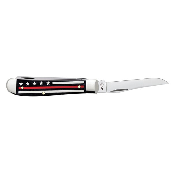 Case Cutlery 2023 Case Stripes Of Service Smooth Black Bone W/Color Inlays Red Line Mini Trapper 6207 Ss - CAS-07311