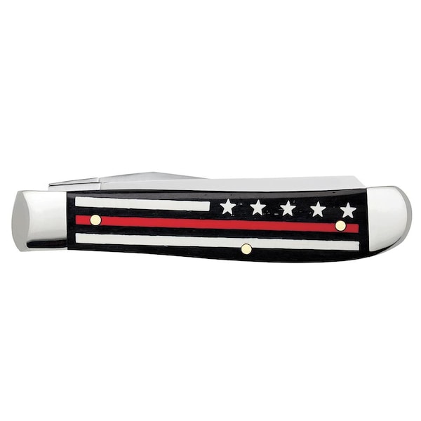 Case Cutlery 2023 Case Stripes Of Service Smooth Black Bone W/Color Inlays Red Line Mini Trapper 6207 Ss - CAS-07311