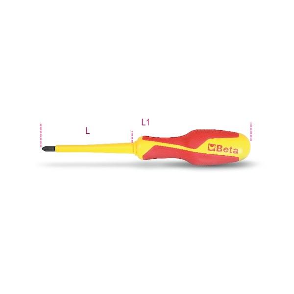 Beta 1279 MQPZ Insulated Screwdriver for Cross Head Screws, 1000V - 012790709