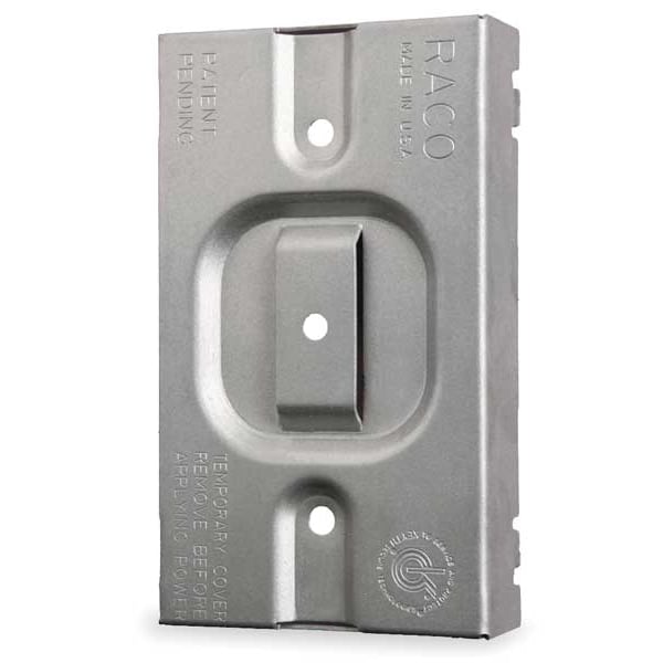 Raco Electrical Box Cover, Square Box Type, 1 Gang, Rectangular, Galvanized Steel, Raised Cover - 701R