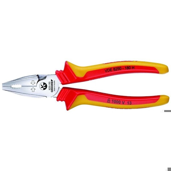 Gedore Ins. Power Combination Pliers, 7-7/8", Jaw Length: 38.5mm - VDE 8250-180 H